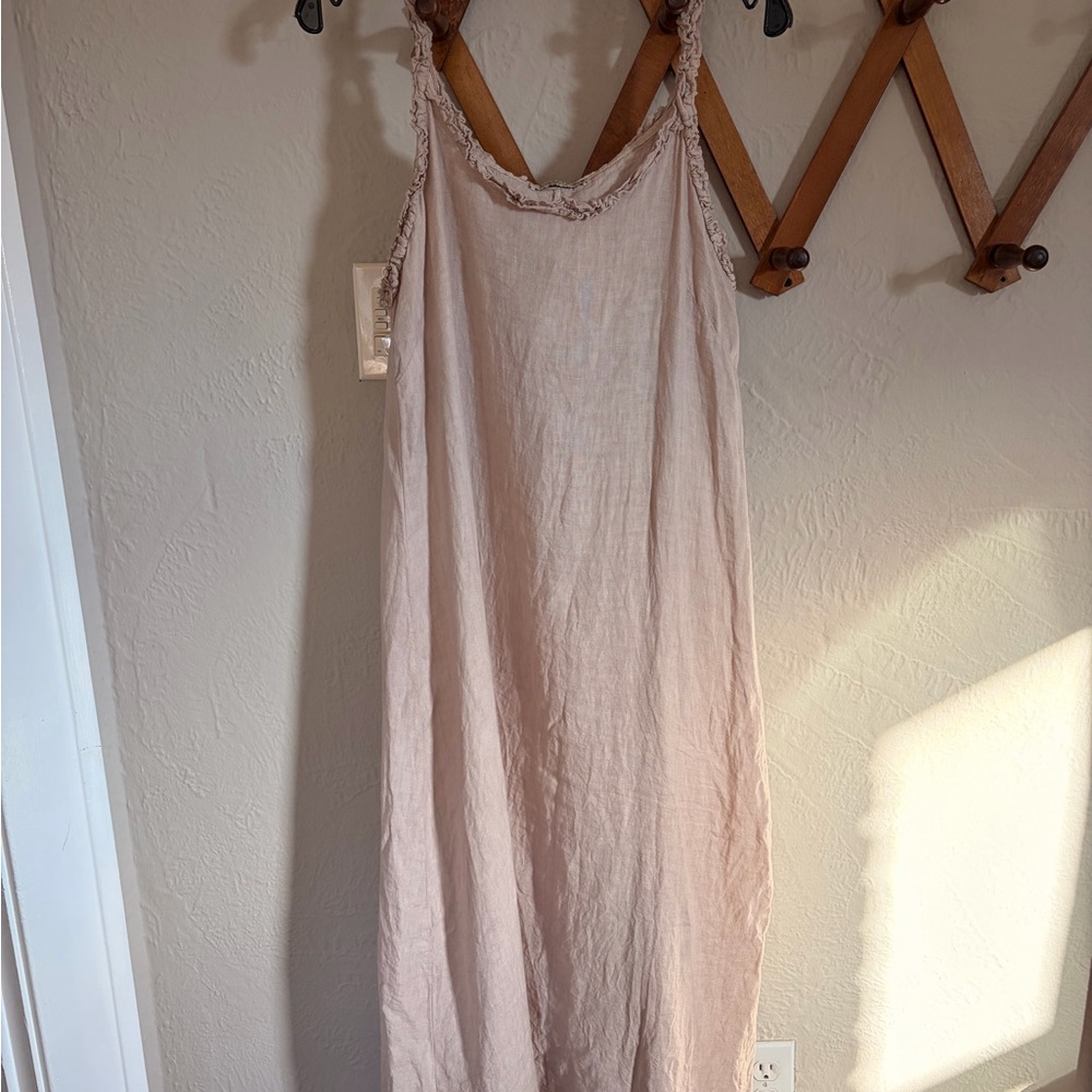 Francesca Bettini 100% Linen Maxi Cottage Core Dress